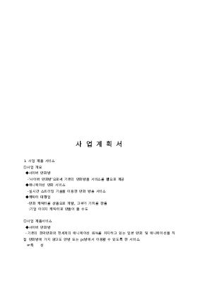 사업계획서 (사이버만화방)(실시간스트리밍기술을이용한만화방송서비스) 사업계획서 (사이버만화방)(실시간스트리밍기술을이용한만화방송서비스)